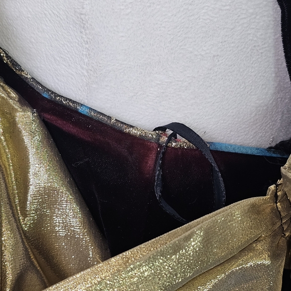 Vintage Morton Myles Saks Velvet Gold Bow Metallic Floral Cocktail Dress Sz S - Picture 8 of 15